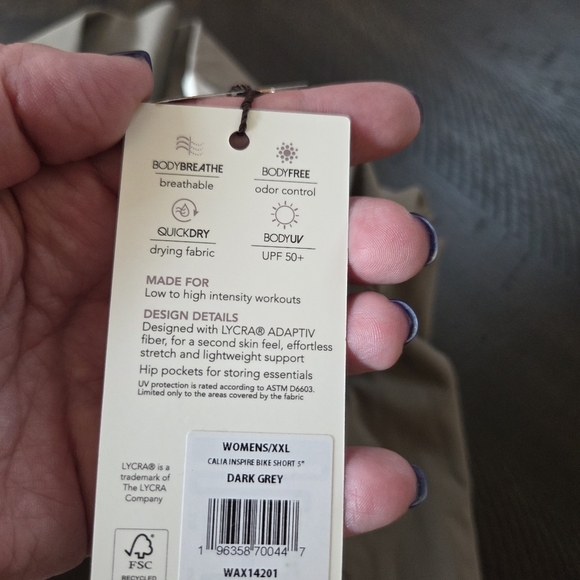 NWT CALIA Inspire Collection High-Rise Bike Shorts XXL Dark Grey - Picture 4 of 12